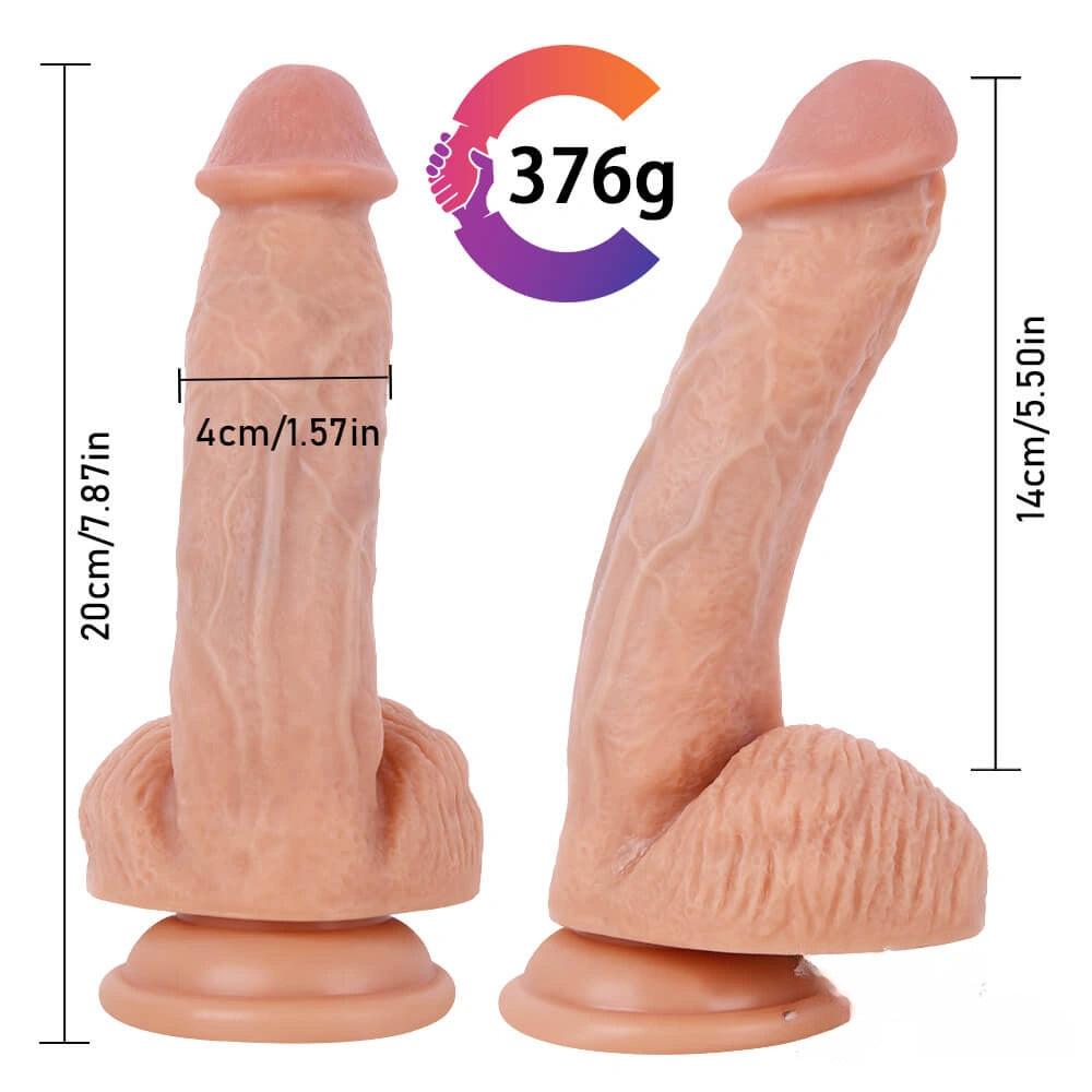 7.87in Soft Real Dildo Sex Toy With Blue Veins Sucker For Men