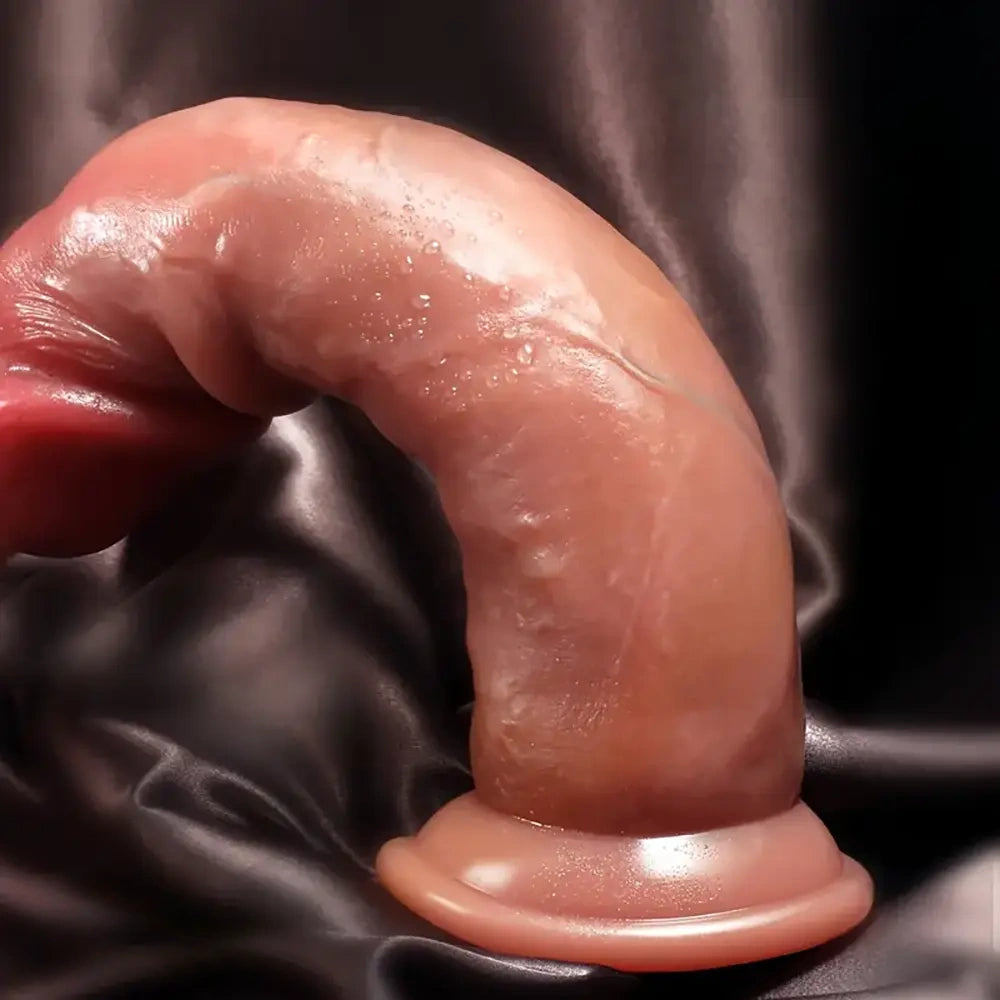 7.87in Soft Silicone Dildo With Sliding Skin For G-spot Vaginal Anal Play