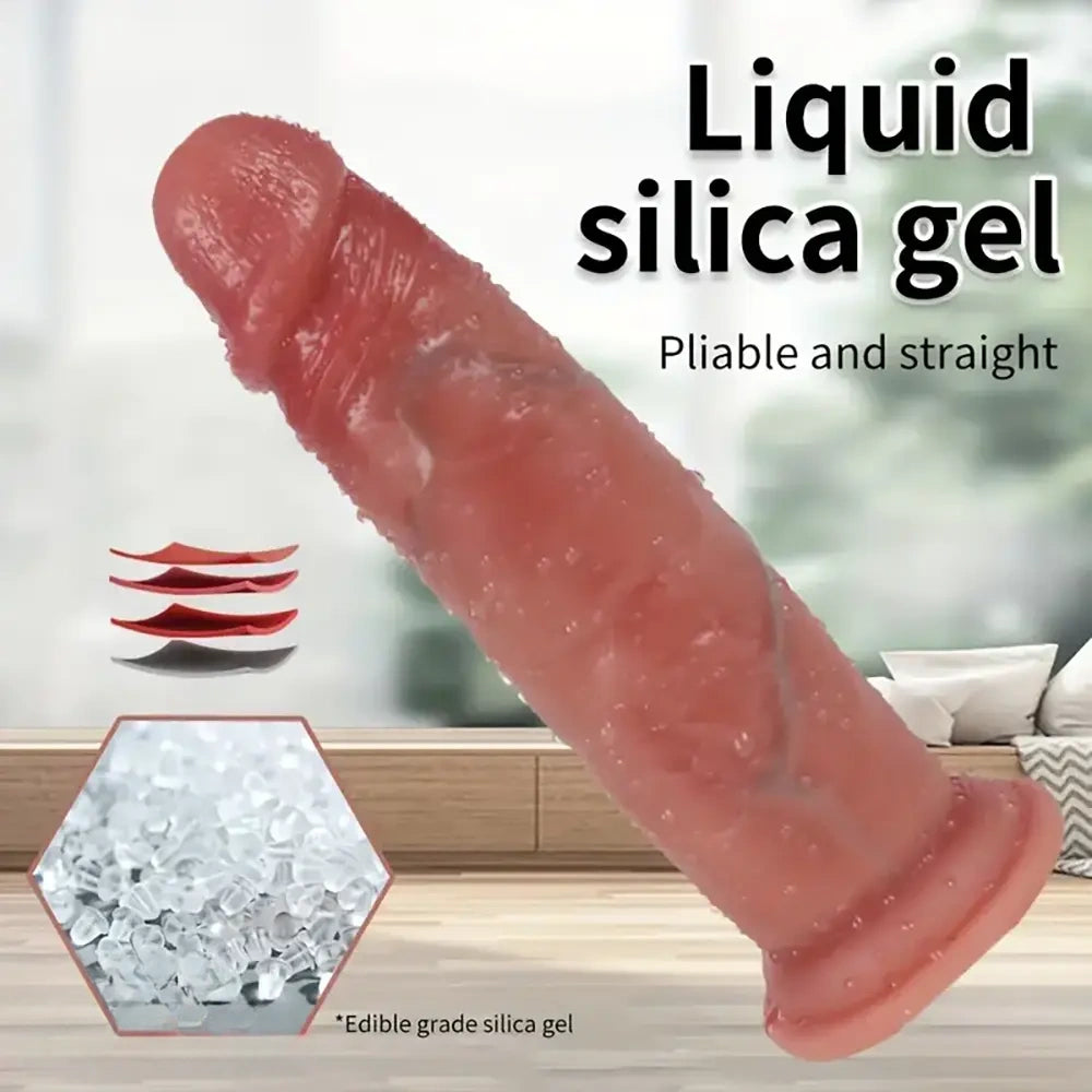 7.87in Soft Silicone Dildo With Sliding Skin For G-spot Vaginal Anal Play