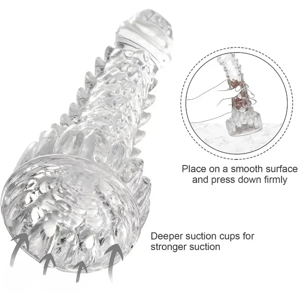 7.87in Spiked Dragon TPE Clear Soft Monster Fantasy Women Dildo