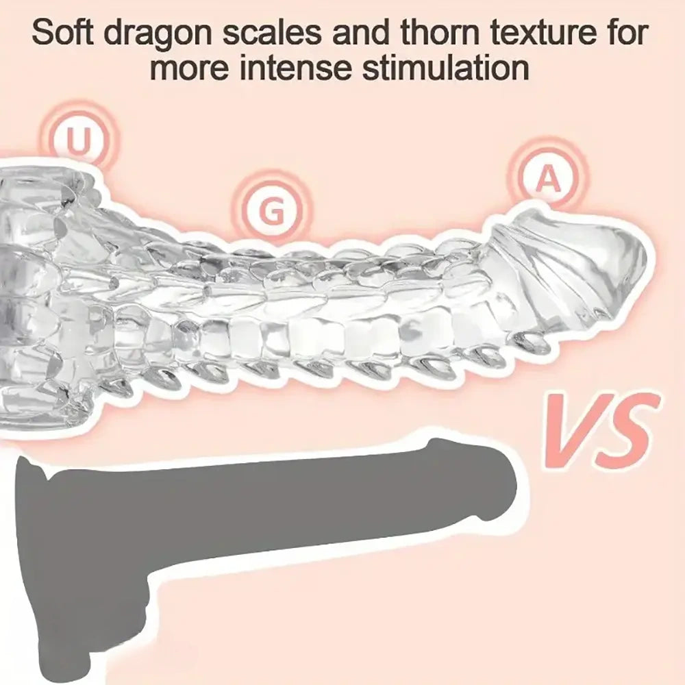 7.87in Spiked Dragon TPE Clear Soft Monster Fantasy Women Dildo