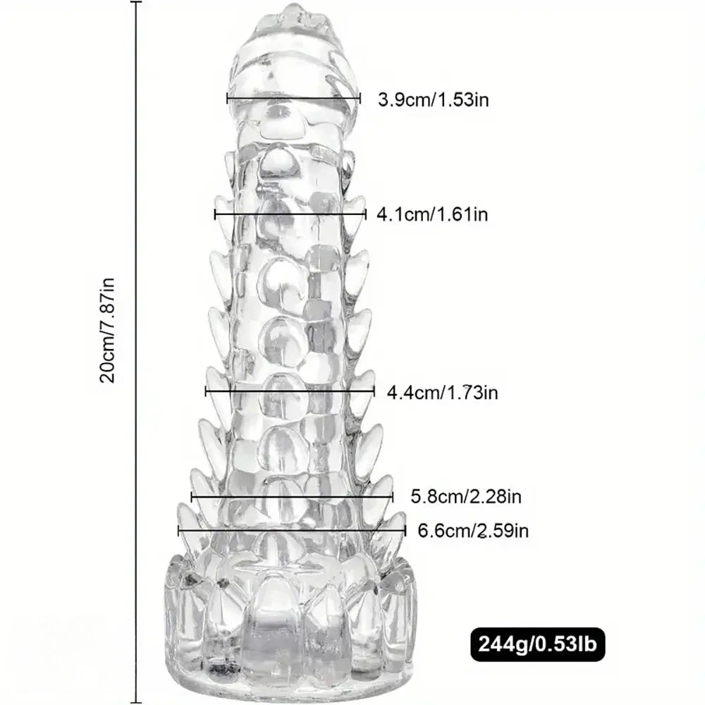 7.87in Spiked Dragon TPE Clear Soft Monster Fantasy Women Dildo