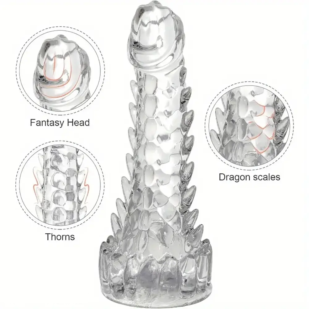 7.87in Spiked Dragon TPE Clear Soft Monster Fantasy Women Dildo