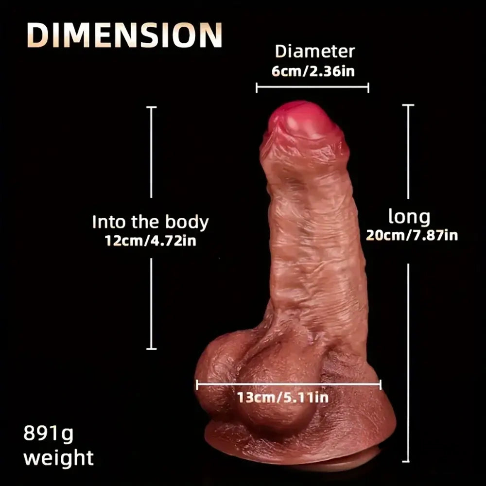7.87in Superb Skin Thick Real Feeling Silicone Dildo For Women Men
