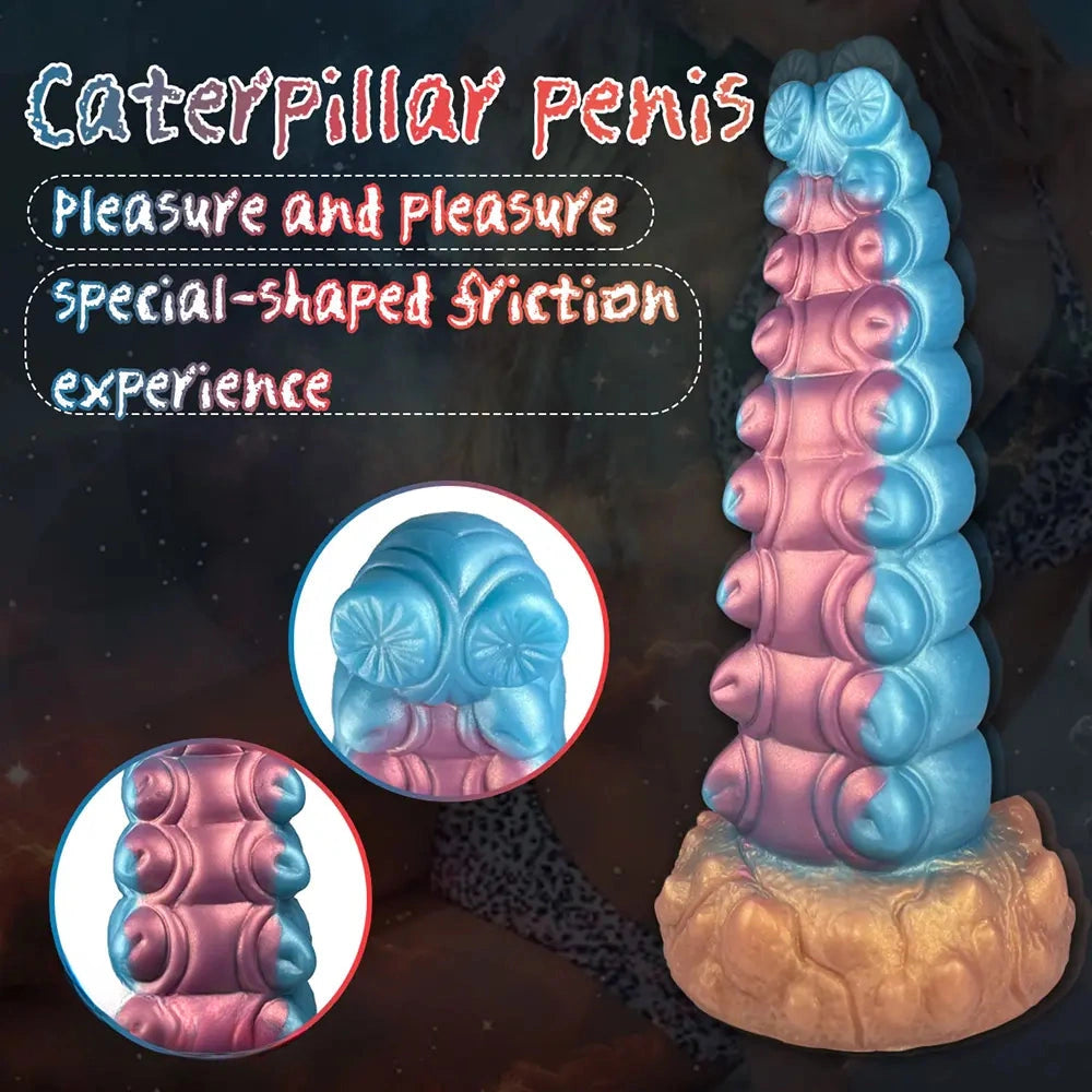 7.87in Tentacle Caterpillar Penis Fantasy Silicone Soft Dildo For Enhancer