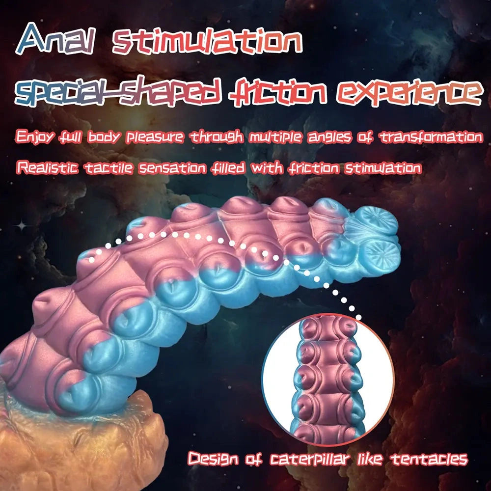 7.87in Tentacle Caterpillar Penis Fantasy Silicone Soft Dildo For Enhancer