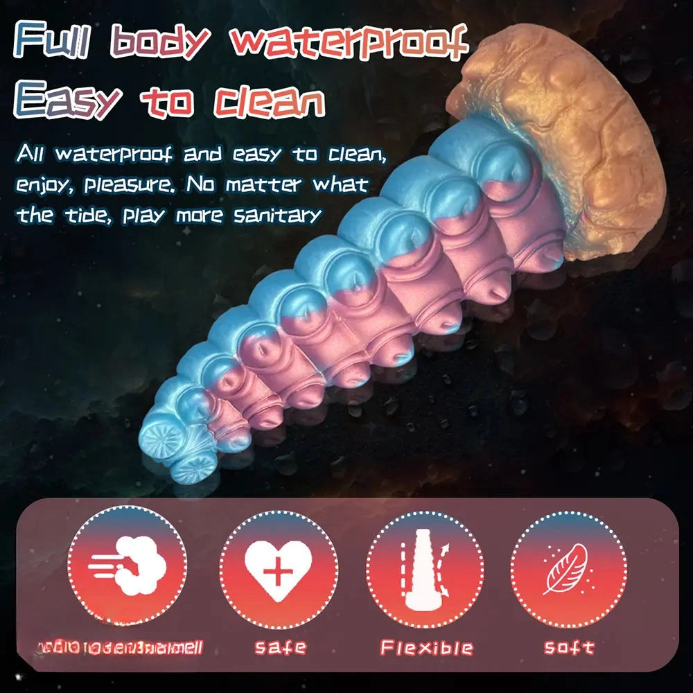 7.87in Tentacle Caterpillar Penis Fantasy Silicone Soft Dildo For Enhancer