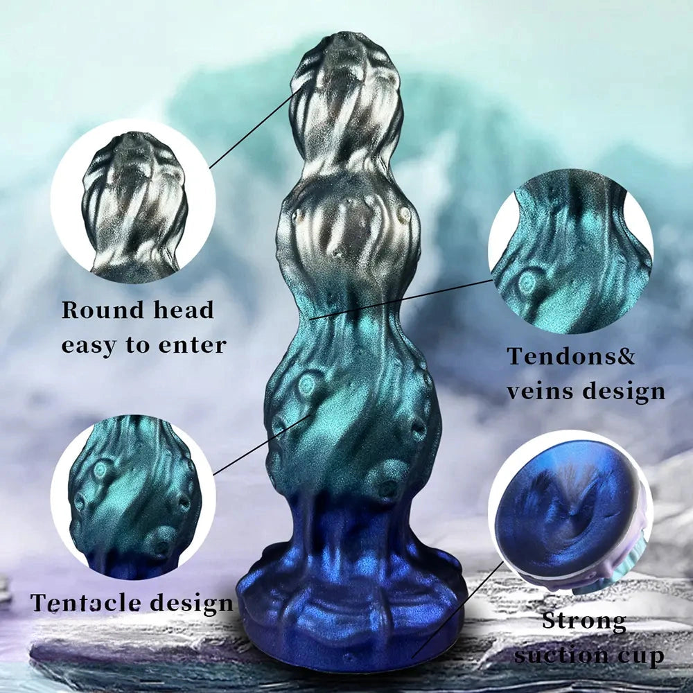 7.87in Tentacle Fantasy Knot Silicone Dildo Couple Intimacy Game Toy