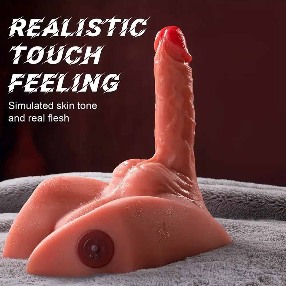 7.87in Thrusting Vibration Dildo With Slight Curve Sex Toy Real Sex Torso