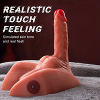 7.87in Thrusting Vibration Dildo With Slight Curve Sex Toy Real Sex Torso