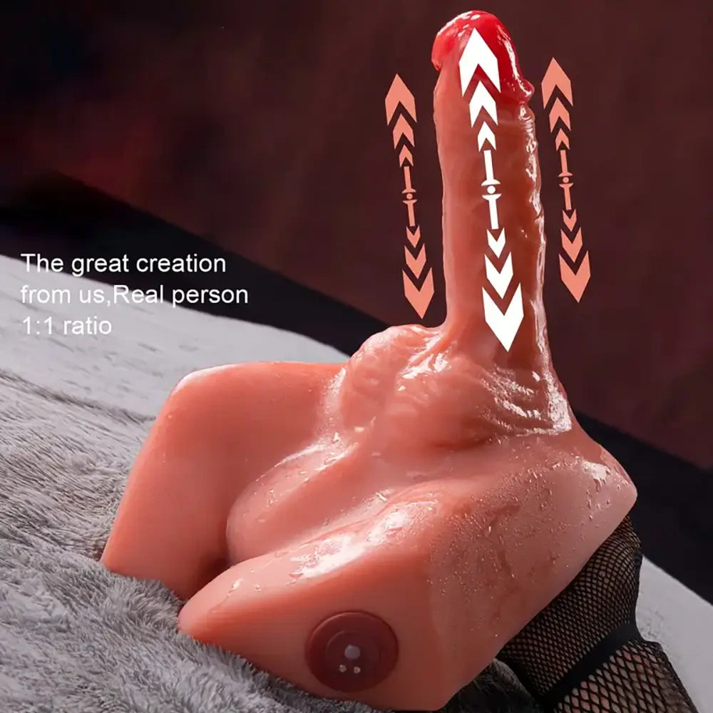 7.87in Thrusting Vibration Dildo With Slight Curve Sex Toy Real Sex Torso