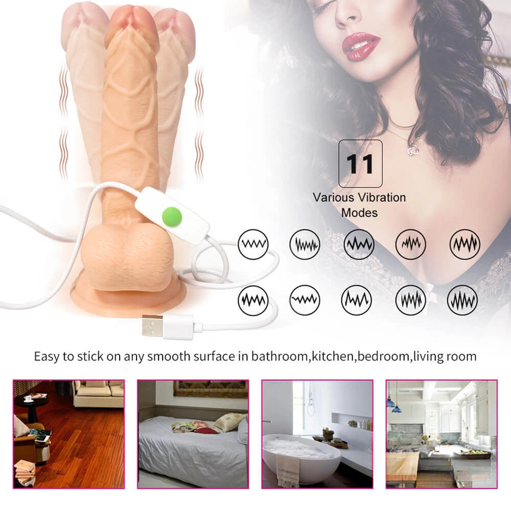 7.87in Waterproof 11 Frequencies Vibrating Modes Swing G Spot Dildo