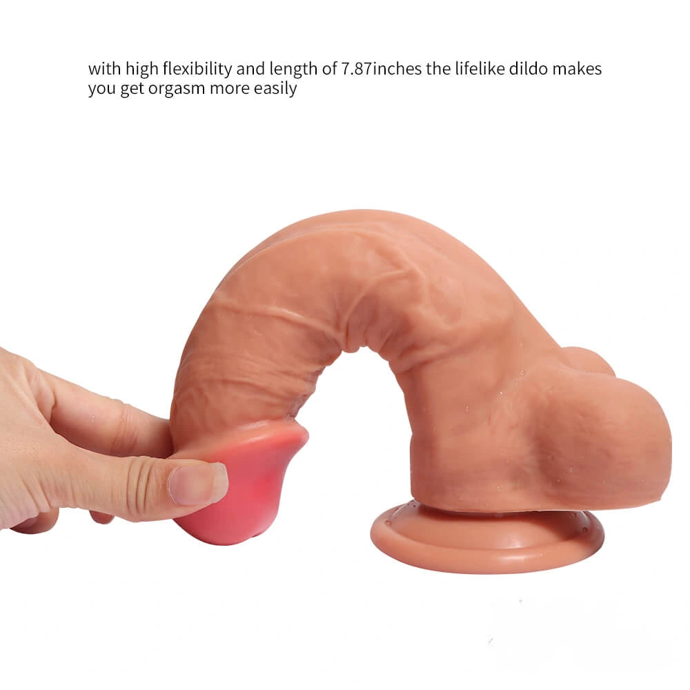 7.87in Women Using Masturbation Silicone Dildo For Vaginal Sex