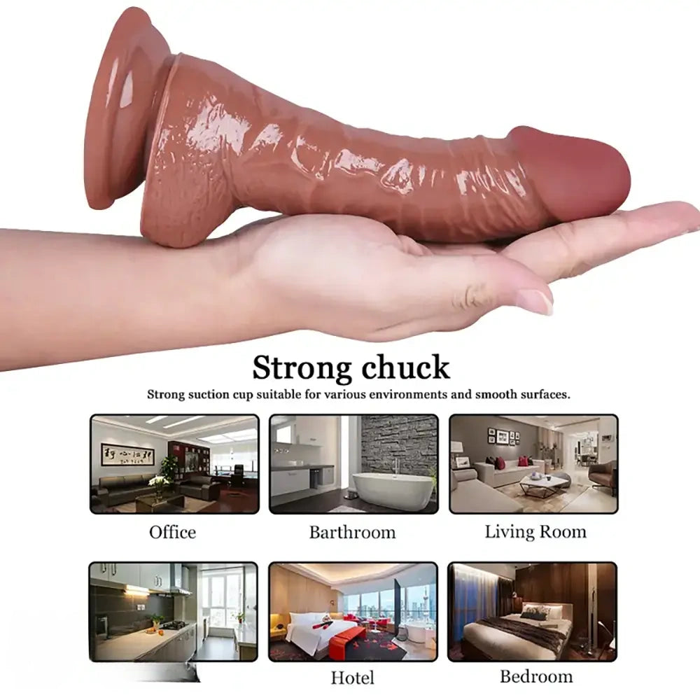 7.87inch Beginner Realistic-Dildo Flexible PVC Ultra Soft Lifelike-Dildo
