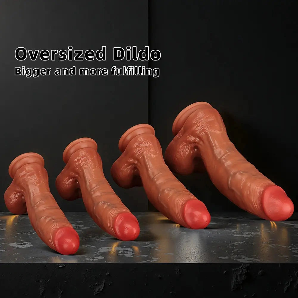 7.8in 8.66in 9.44in 11.41in Curved Fat Lifelike Real Skin Dildo Sex Toy Penis