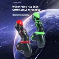 7.8in Alien Mutant Simulation Penis Colorful Ribbed Vaginal Handle Dildo