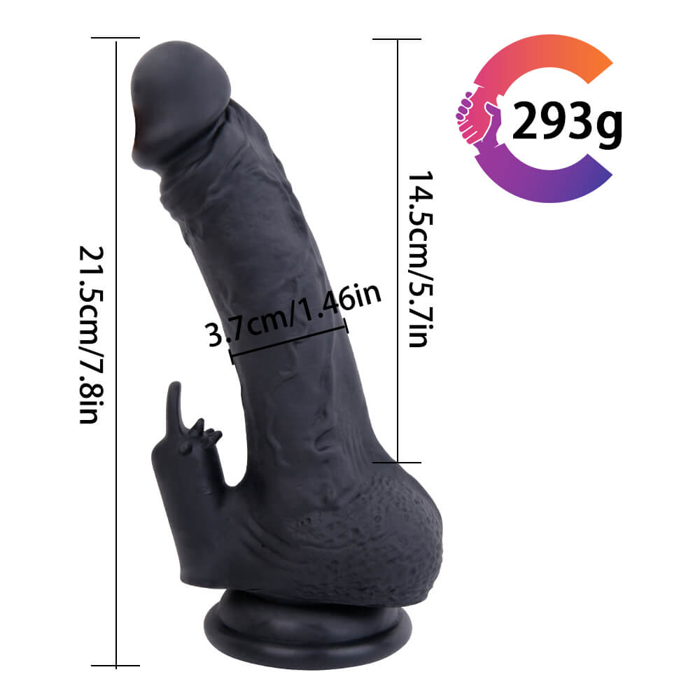 7.8in Black Realistic Dildo For Anus G-spot Vagina Stimulation
