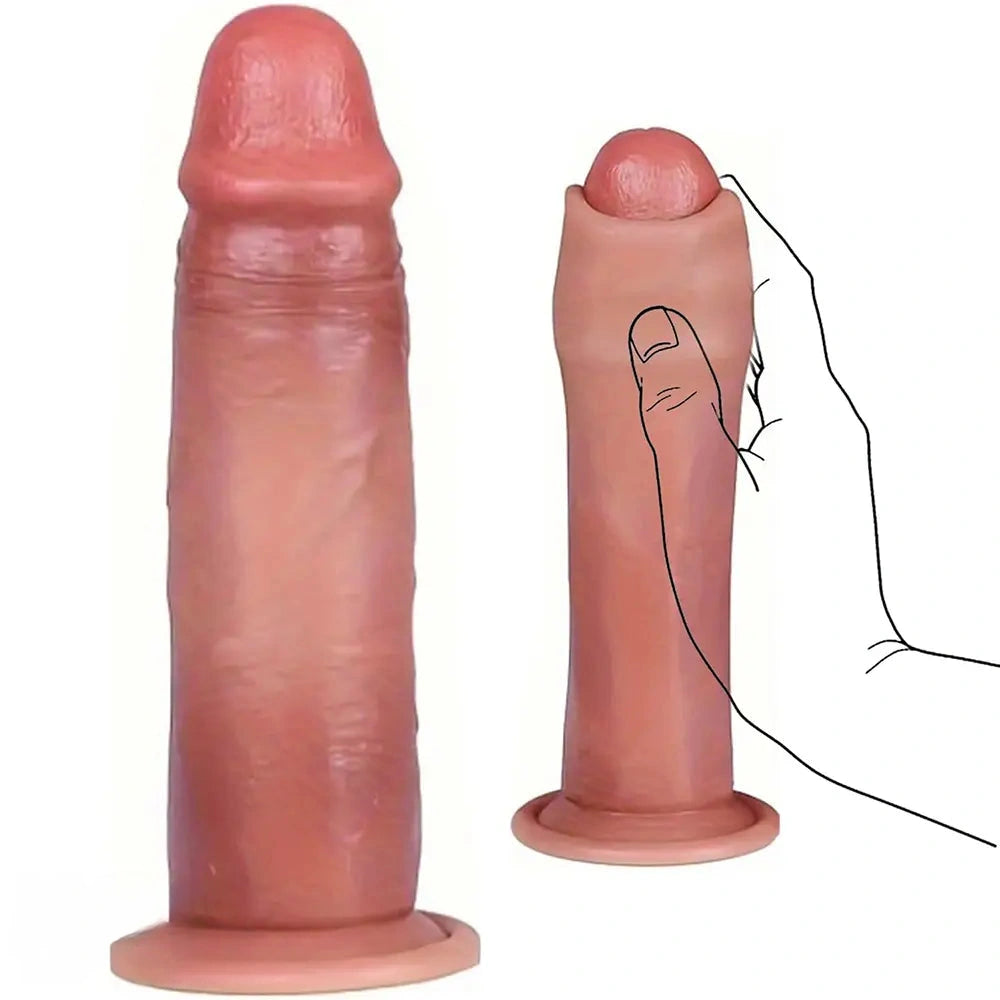 7.8in Liquid Silicone Dual-hardness Makeup Realistic Soft Uncut Dildo