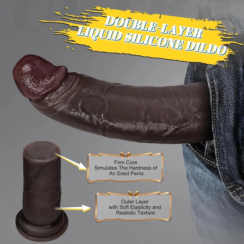 7.8in Liquid Silicone Dual-hardness Makeup Realistic Soft Uncut Dildo