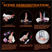 7.8in Liquid Silicone Soft Realistic Penis Inflatable Ejaculating Female Dildo