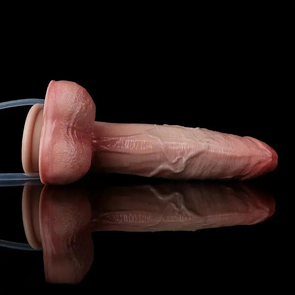 7.8in Liquid Silicone Soft Realistic Penis Inflatable Ejaculating Female Dildo