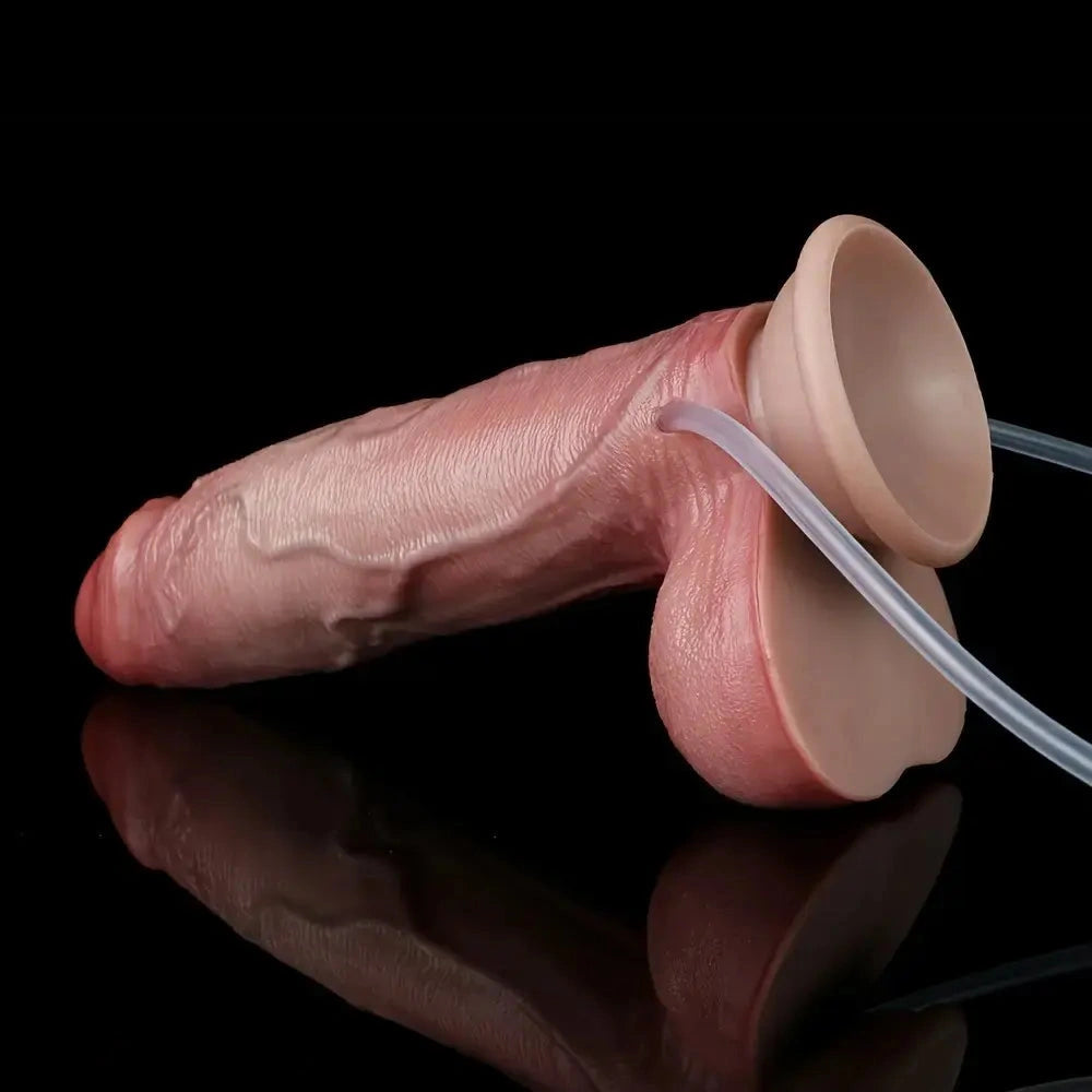 7.8in Liquid Silicone Soft Realistic Penis Inflatable Ejaculating Female Dildo