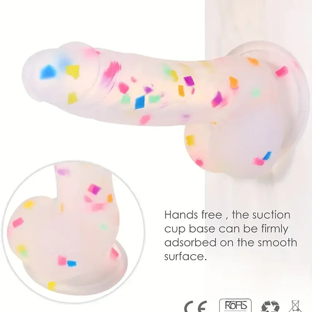 7.8in Realistic Confetti Silicone Soft Dildo For Anus Vaginal Stimulation