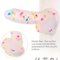 7.8in Realistic Confetti Silicone Soft Dildo For Anus Vaginal Stimulation