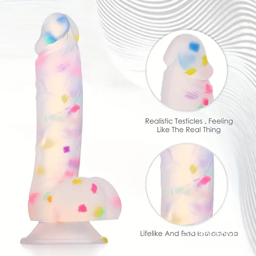 7.8in Realistic Confetti Silicone Soft Dildo For Anus Vaginal Stimulation