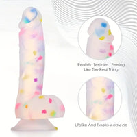 7.8in Realistic Confetti Silicone Soft Dildo For Anus Vaginal Stimulation
