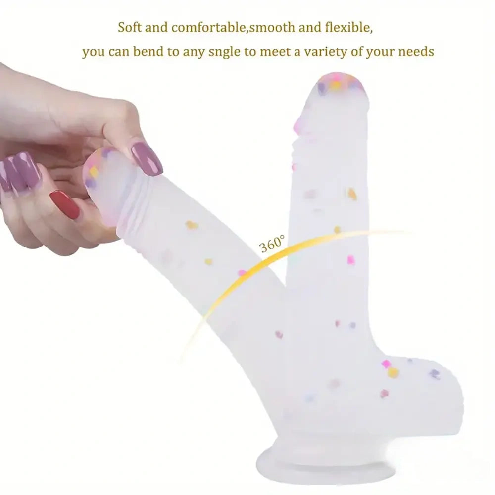 7.8in Realistic Confetti Silicone Soft Dildo For Anus Vaginal Stimulation
