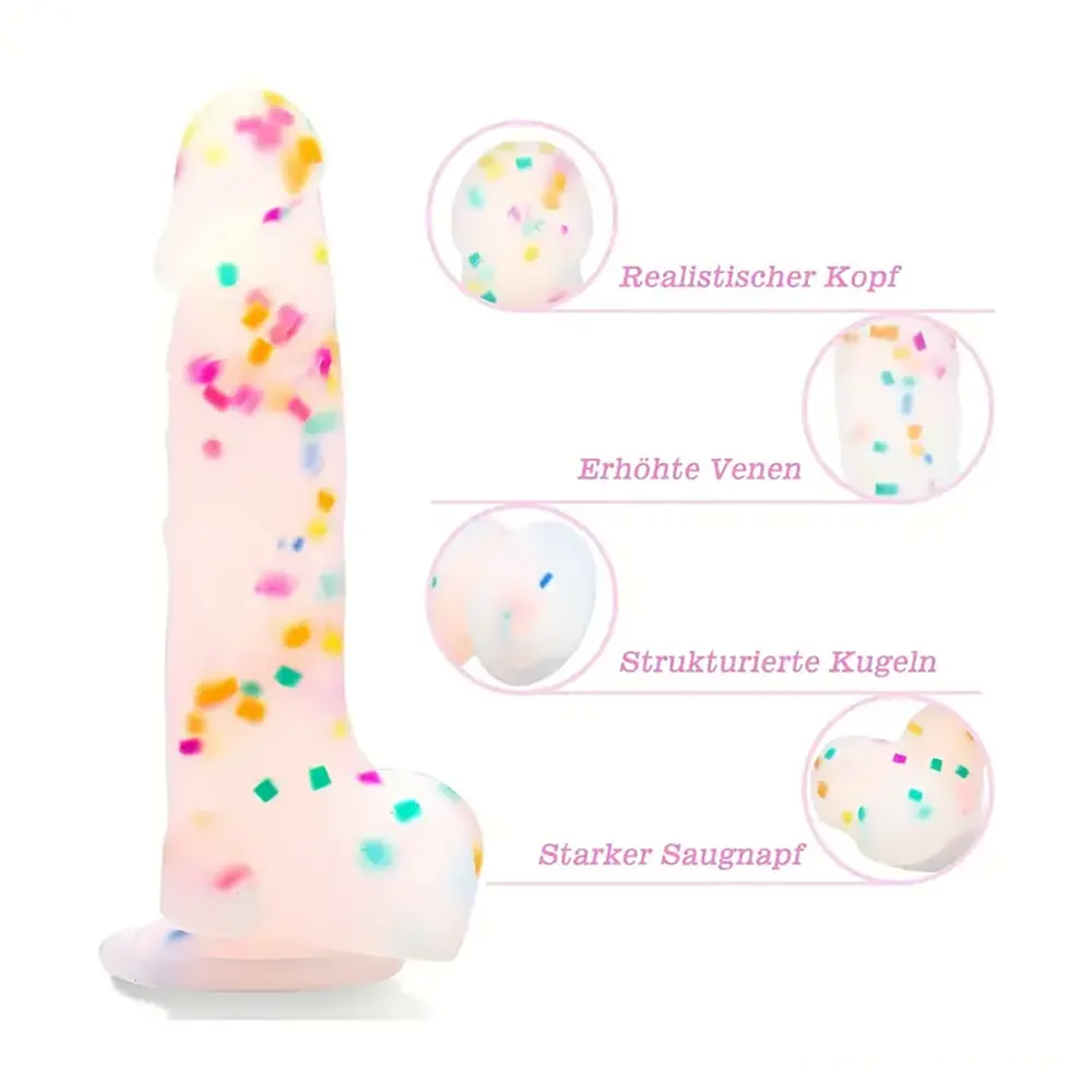 7.8in Realistic Confetti Silicone Soft Dildo For Anus Vaginal Stimulation