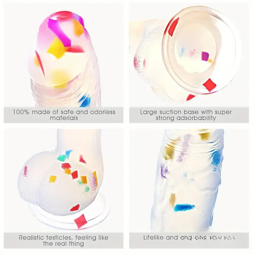 7.8in Realistic Confetti Silicone Soft Dildo For Anus Vaginal Stimulation