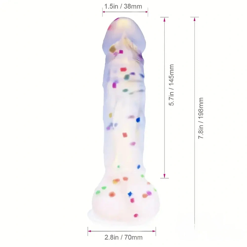 7.8in Realistic Confetti Silicone Soft Dildo For Anus Vaginal Stimulation