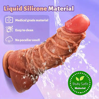 7.8in Realistic Double-Layer Fantasy Silicone Soft Fat Dildo With Rope