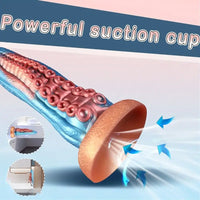 7.8in Soft Silicone Octopus Tentacle Suction Cup Dildo For G-Spot Orgasm