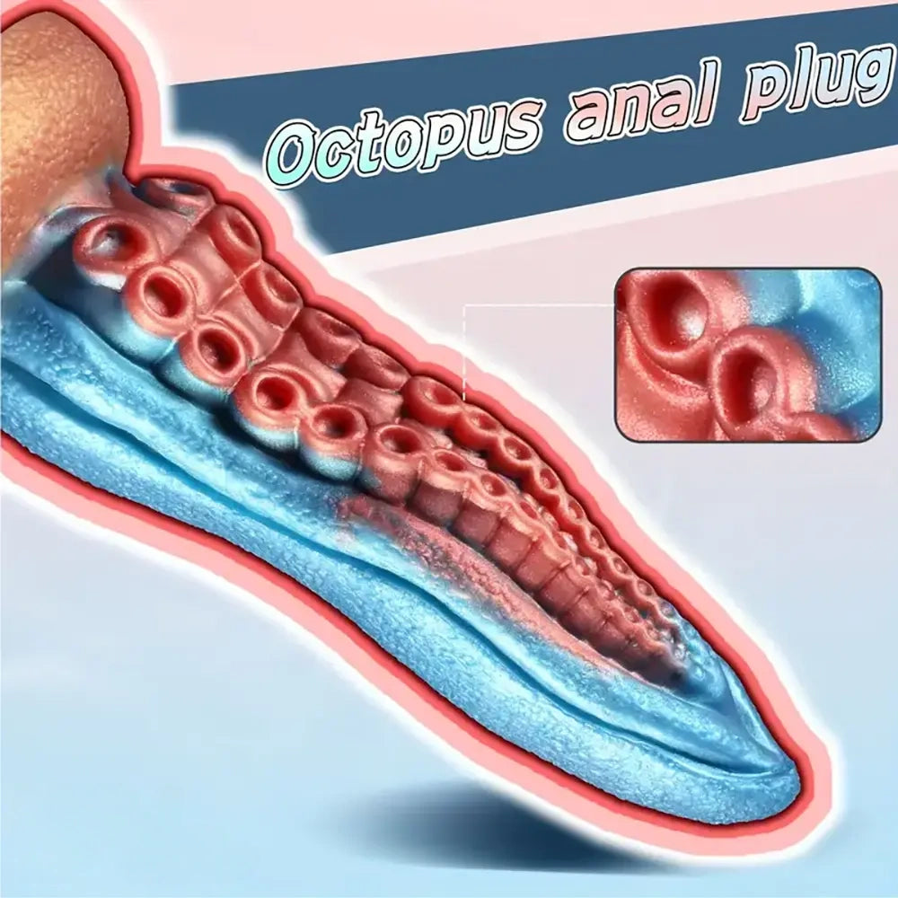 7.8in Soft Silicone Octopus Tentacle Suction Cup Dildo For G-Spot Orgasm