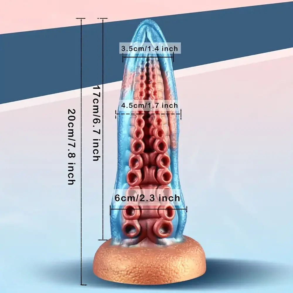 7.8in Soft Silicone Octopus Tentacle Suction Cup Dildo For G-Spot Orgasm