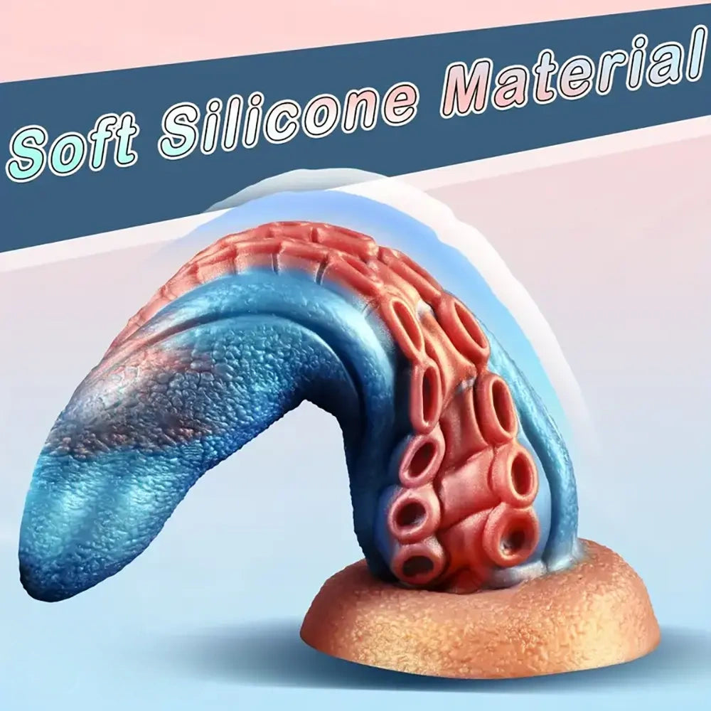 7.8in Soft Silicone Octopus Tentacle Suction Cup Dildo For G-Spot Orgasm