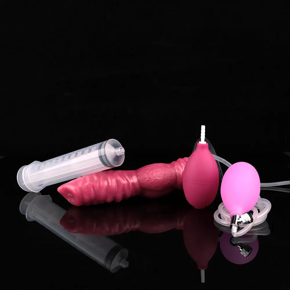 7.91in Dog Ejaculating Inflatable Silicone Soft Dildo For Women Sex Toy