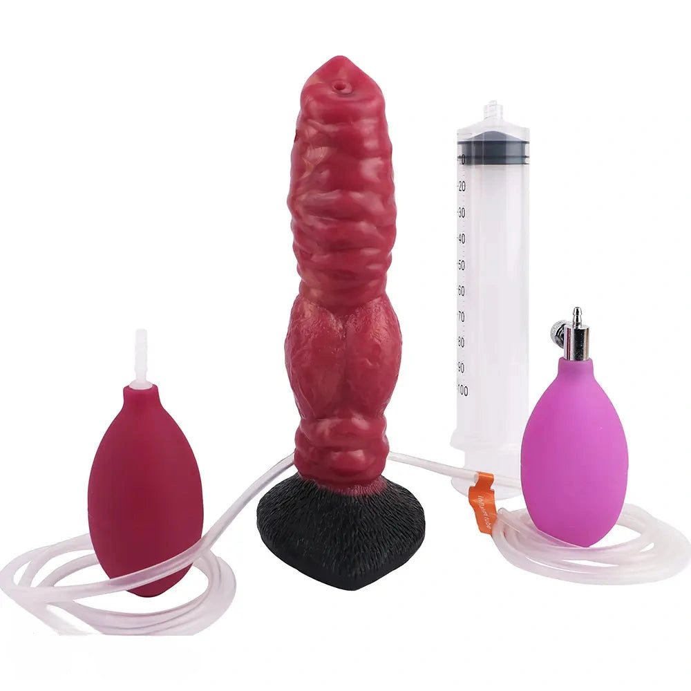 7.91in Dog Ejaculating Inflatable Silicone Soft Dildo For Women Sex Toy