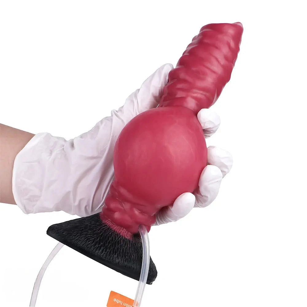 7.91in Dog Ejaculating Inflatable Silicone Soft Dildo For Women Sex Toy