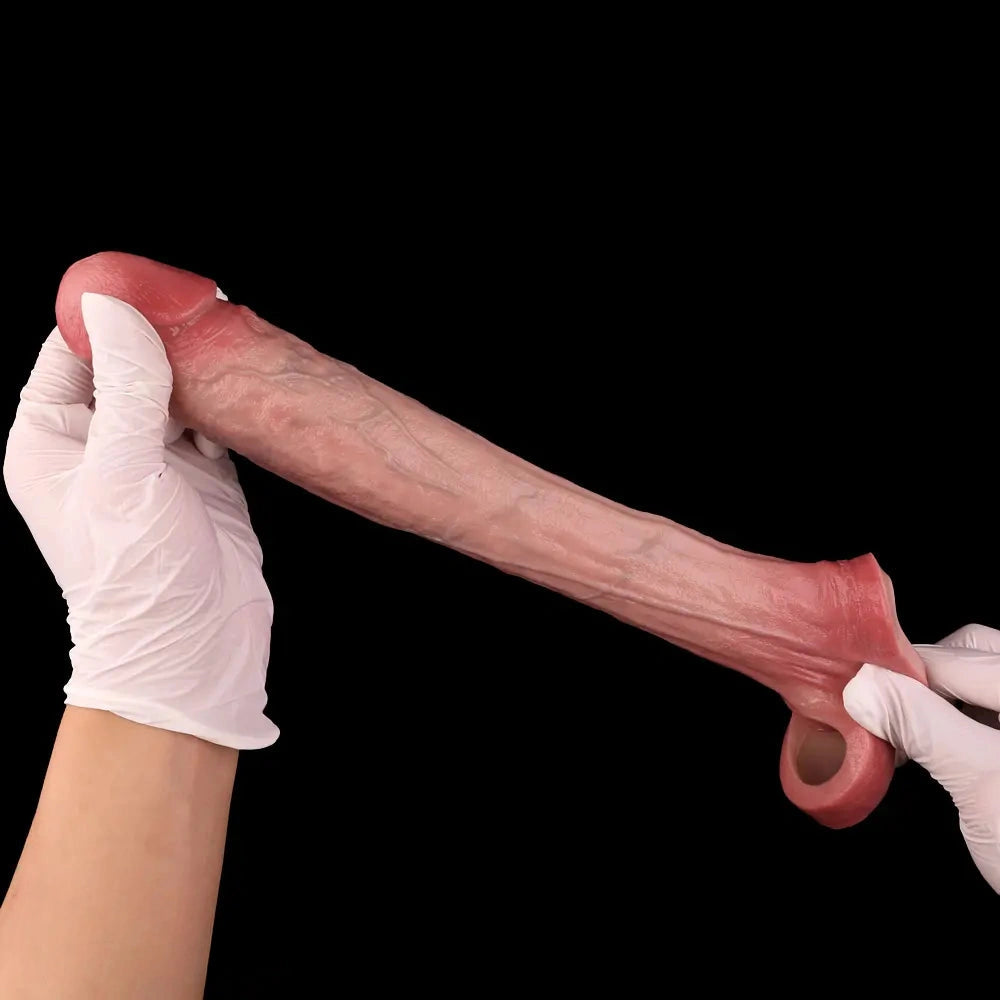 7.91in Realistic Penis Dildo Cock Sleeve Extender Vibrating Remote Sex Toy