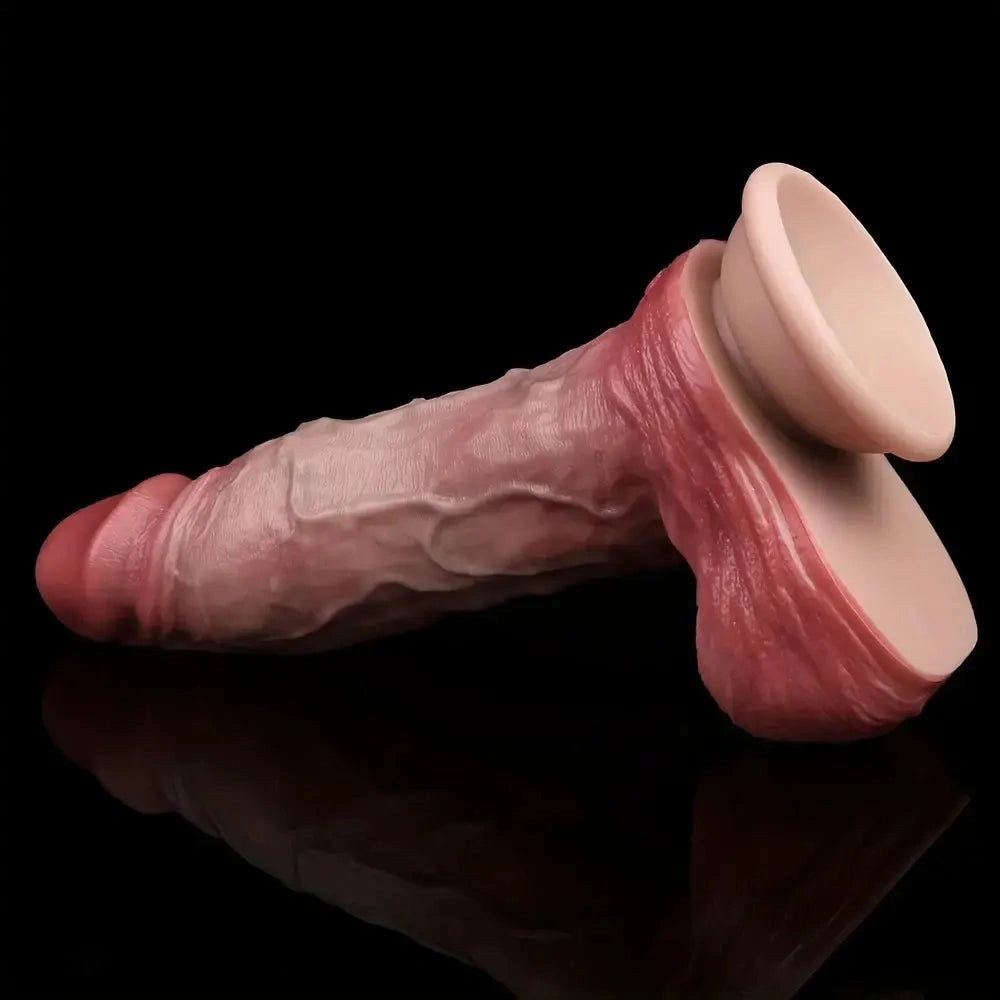 7.91in Realistic Penis Female Manual Soft Liquid Double Layer Silicone Dildo