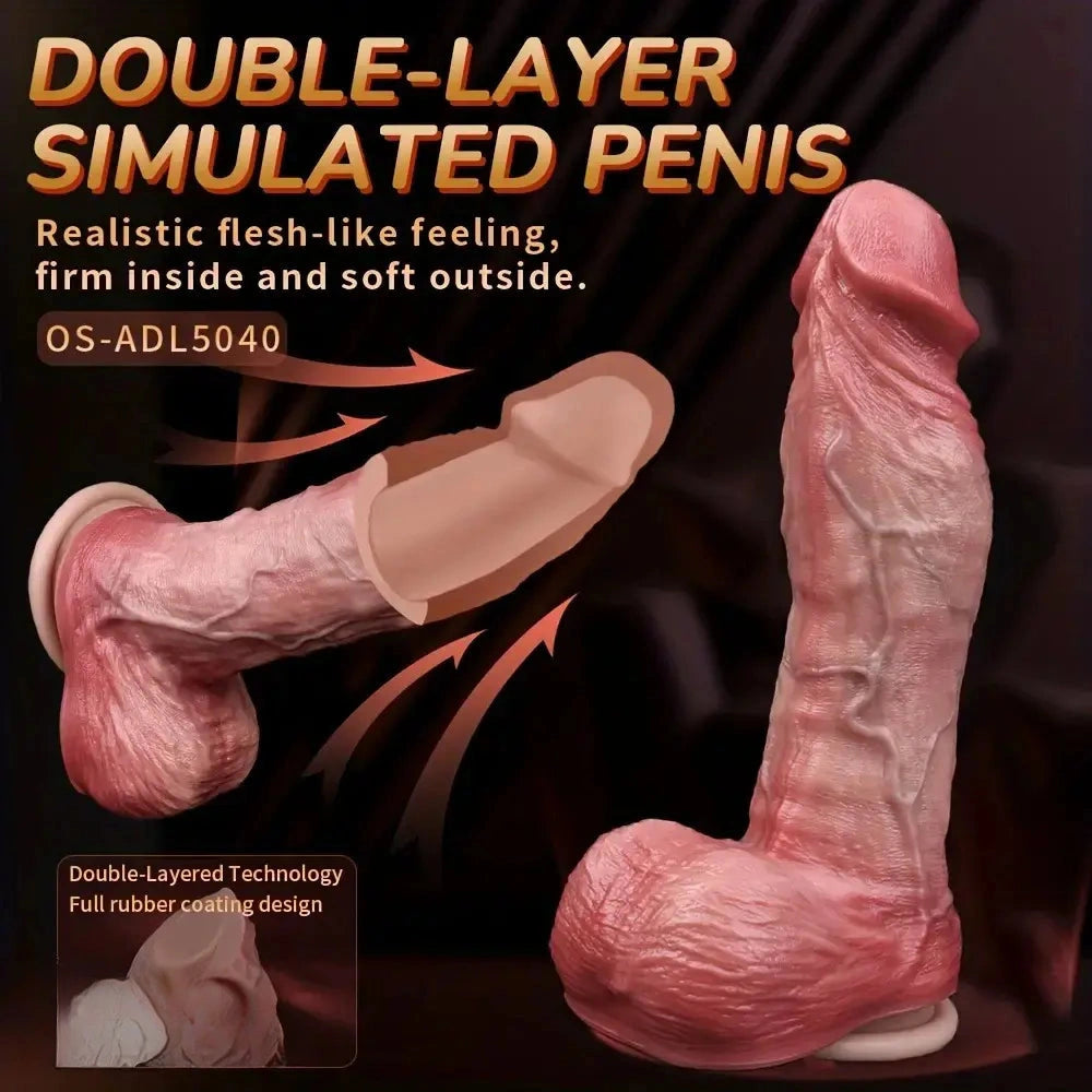 7.91in Realistic Penis Female Manual Soft Liquid Double Layer Silicone Dildo