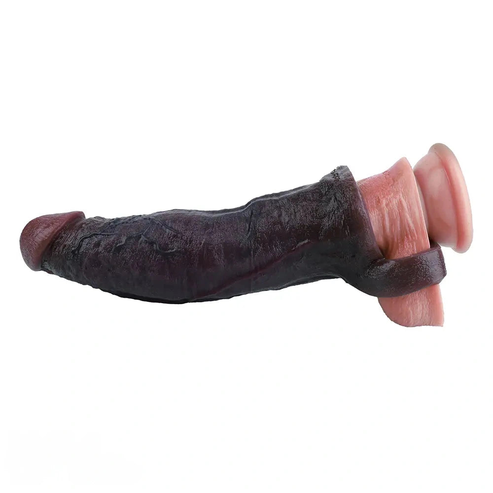 7.91in Vibrating Dildo Sleeve Washable Soft Touch Dildo Cover Penis Ring