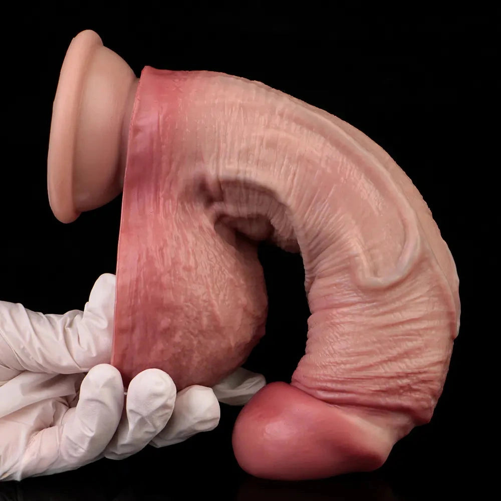 7.95in Double-layer Liquid Silicone Skin-like Soft Dildo Orgasm Stick