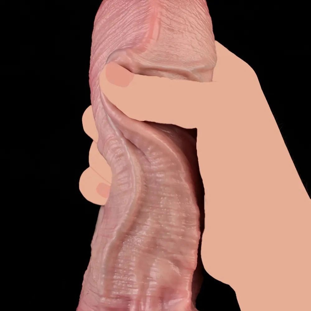 7.95in Double-layer Liquid Silicone Skin-like Soft Dildo Orgasm Stick
