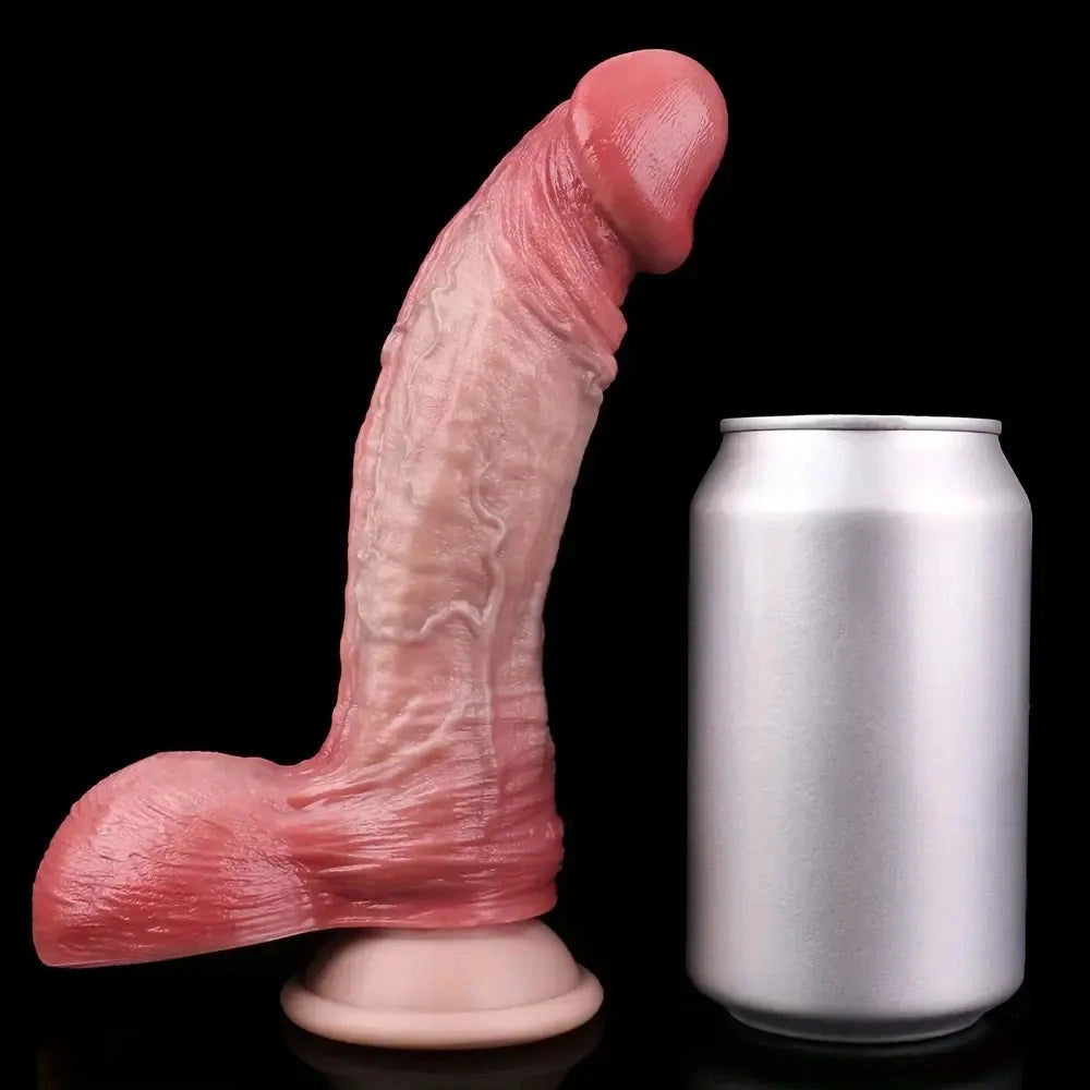 7.95in Stuffed Thick Penis Soft Dual Density Silicone Dildo For Massage