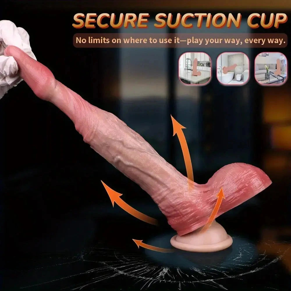 7.95in Stuffed Thick Penis Soft Dual Density Silicone Dildo For Massage